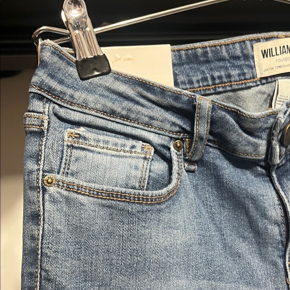 William Rast Blue Flare Jeans with Frayed Hem - Picture 7 of 11